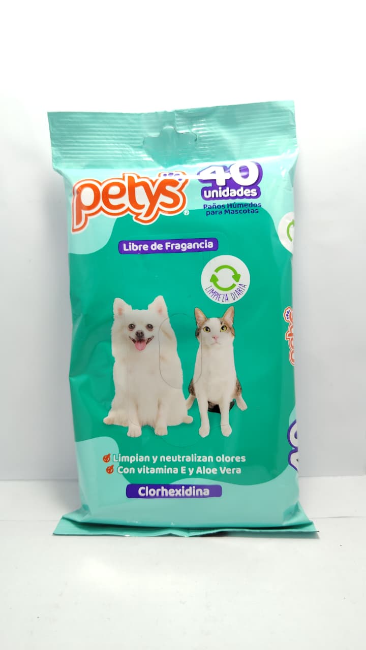 PAÑITOS HÚMEDOS PETYS CON CLOHERXIDINA 40 UNIDADES