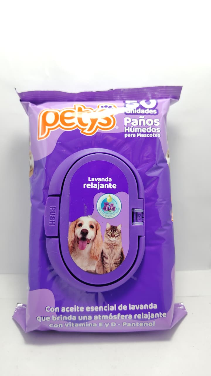 PAÑITOS HÚMEDOS PETYS LAVANDA RELAJANTE 50 UNIDADES