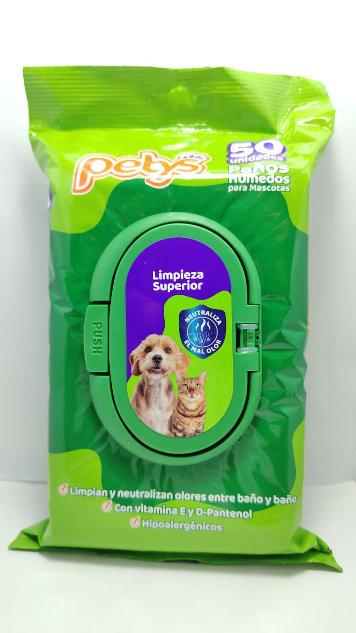 PAÑITOS HÚMEDOS PETYS LIMPIEZA SUPERIOR 50 UNIDADES