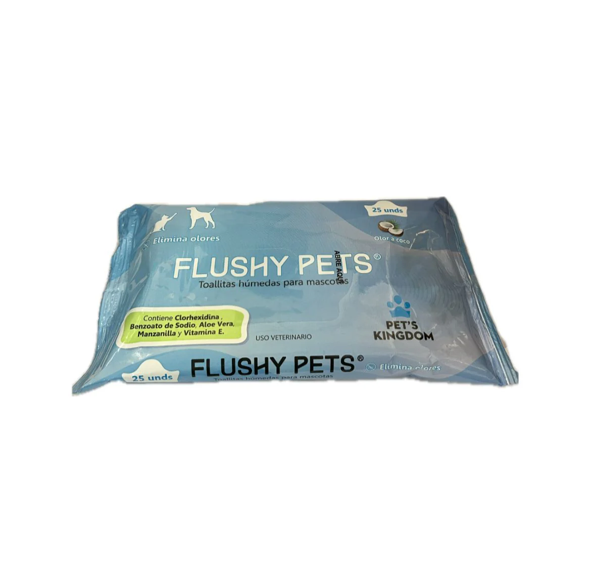 PAÑITOS HUMEDOS PARA MASCOTAS FLUSHY PETS 25 UND